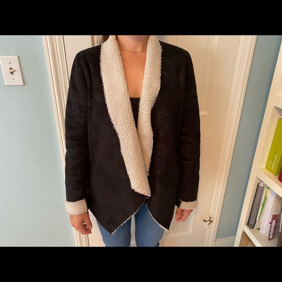The Kooples Faux Shearling Drape Jacket - Picture 4 of 5